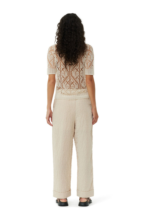 TEXTURED SUITING MIDI WAIST PANT