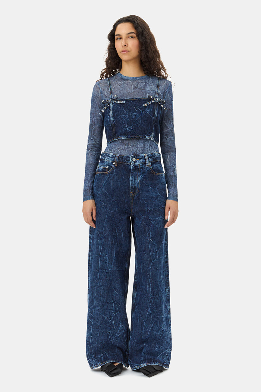 BLUE CRINKLED FUTURE DENIM MARRI JEANS