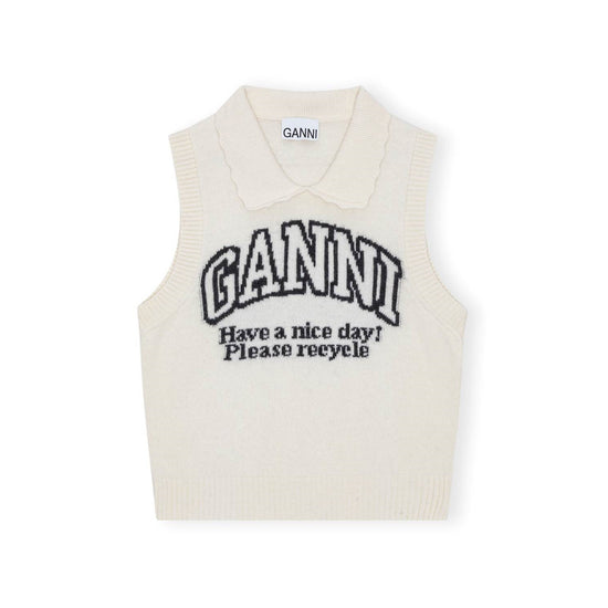 GRAPHIC WOOL MIX COLLAR VEST