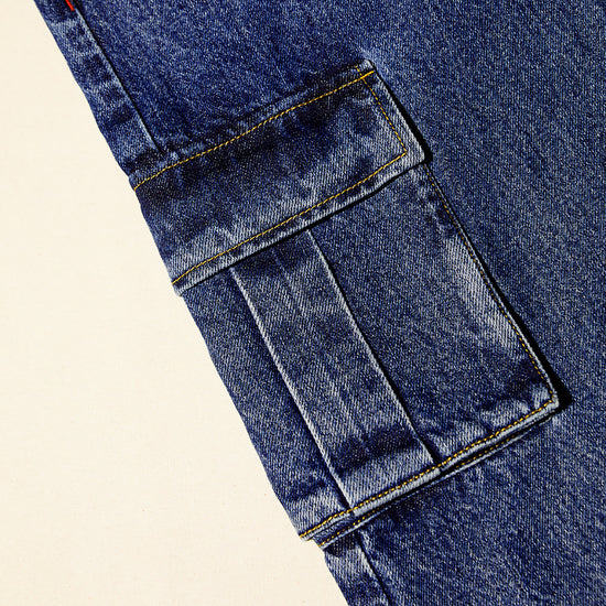 BLUE DENIM CARGO JEANS