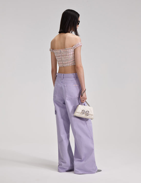 LILAC DENIM CARGO JEANS