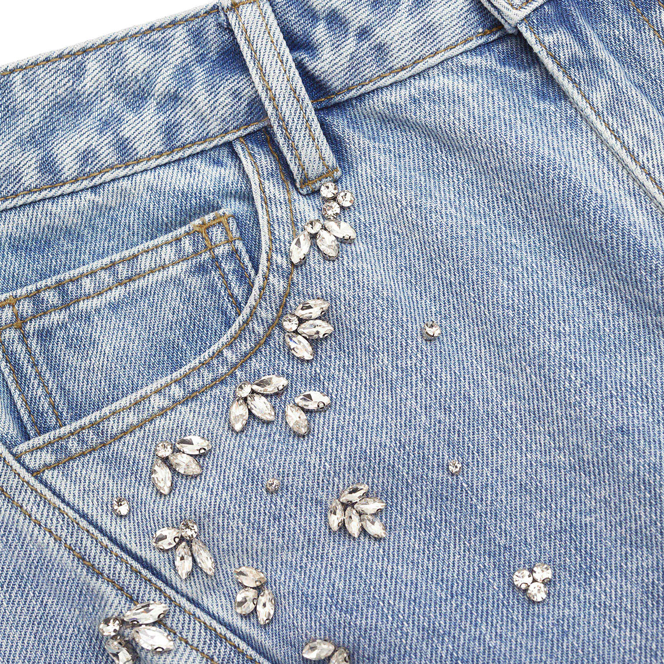 CRYSTAL EMBELLISHED DENIM JEANS