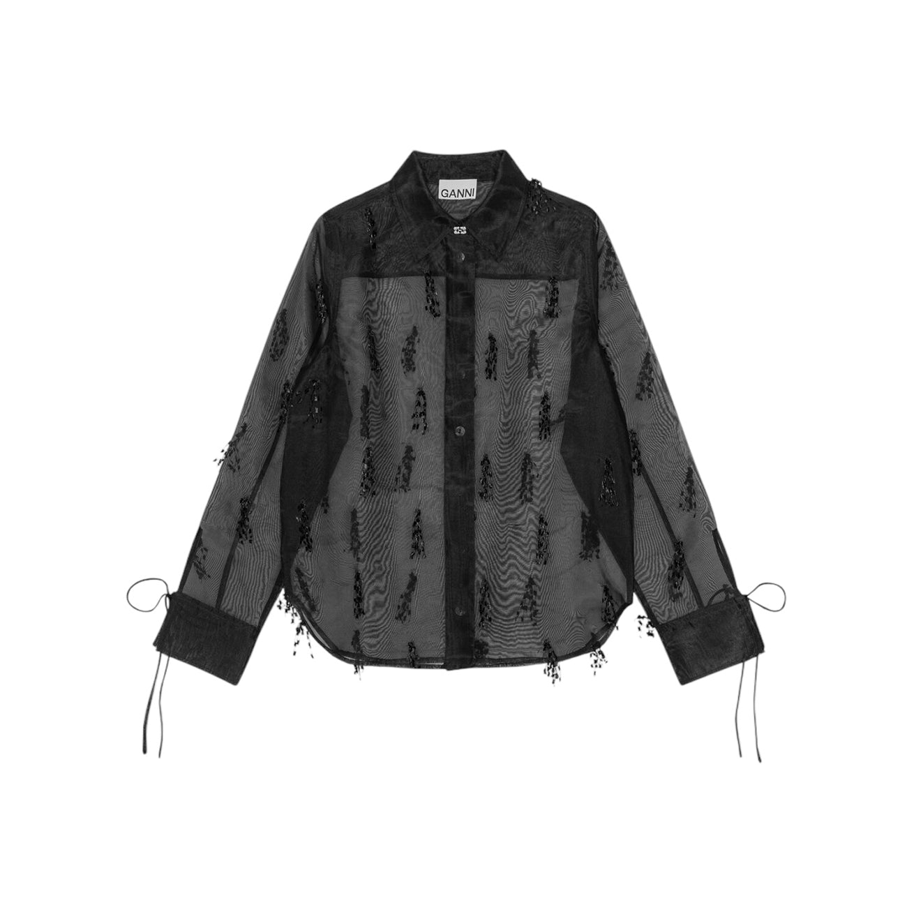 BLACK FRINGED ORGANZA SHIRT