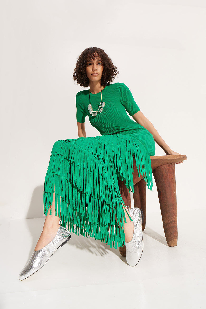 ZA ZA KNIT FRINGE DRESS