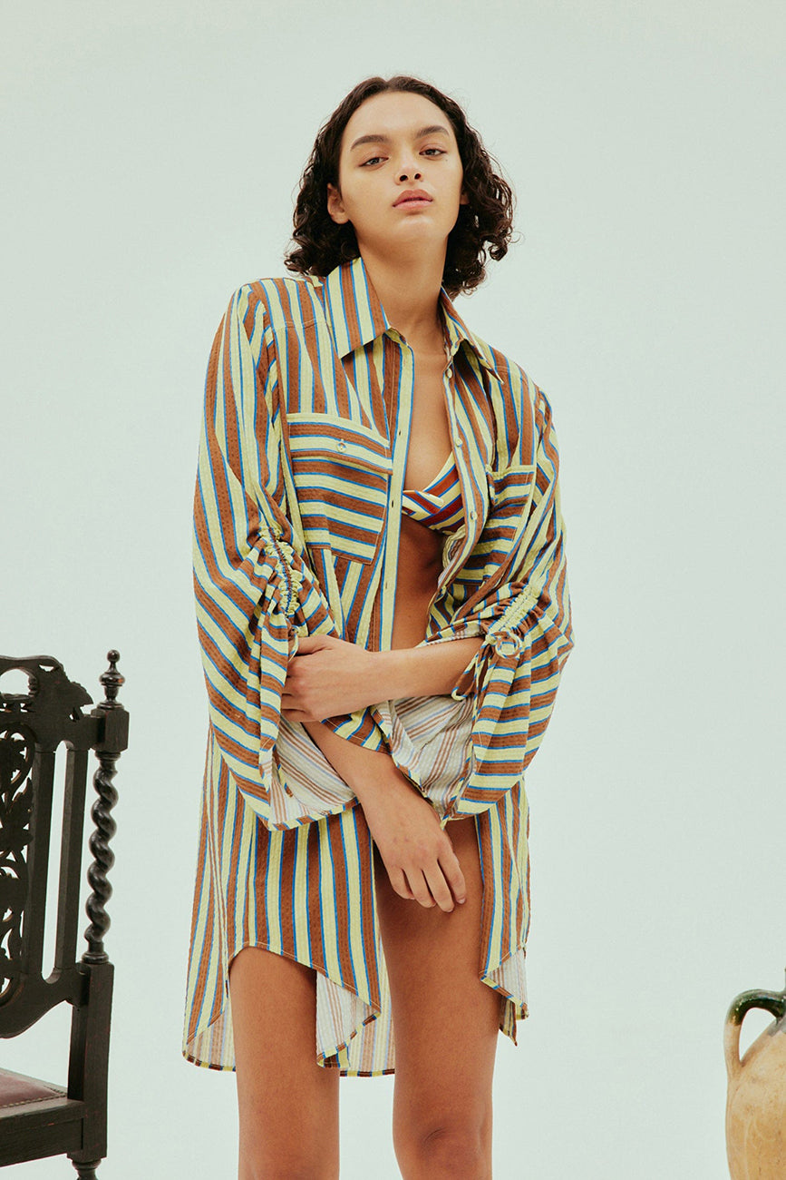 TAMSIN RUCHED BEACH SHIRT