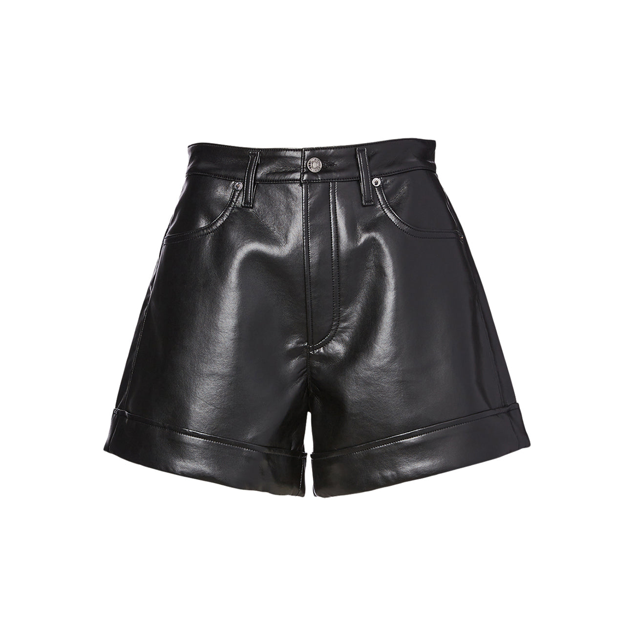 Rolled Hem Faux Leather Shorts - Black or Rust - Just $5